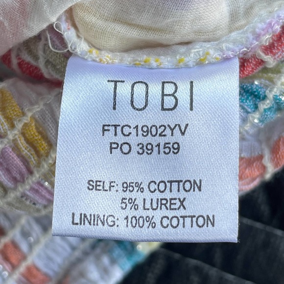 Tobi Crop Top Womens Size Extra Small Pastel Smocked Puff Sleeve Crop Top - Picture 8 of 11